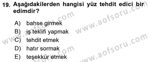 Genel Dilbilim 2 Dersi 2017 - 2018 Yılı (Final) Dönem Sonu Sınav Soruları 19. Soru