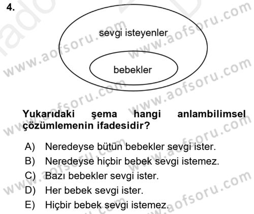 Genel Dilbilim 2 Dersi 2017 - 2018 Yılı (Final) Dönem Sonu Sınav Soruları 4. Soru