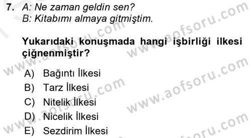 Genel Dilbilim 2 Dersi 2017 - 2018 Yılı (Final) Dönem Sonu Sınav Soruları 7. Soru