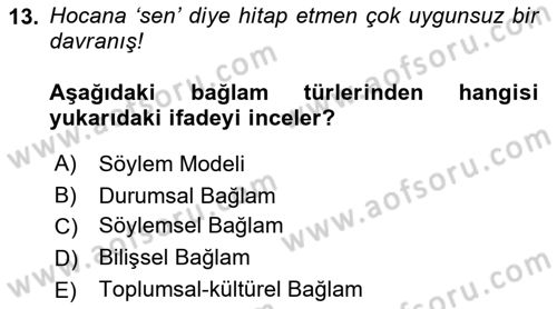 Genel Dilbilim 2 Dersi 2018 - 2019 Yılı 3 Ders Sınav Soruları 13. Soru