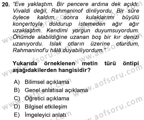 Genel Dilbilim 2 Dersi 2018 - 2019 Yılı 3 Ders Sınav Soruları 20. Soru