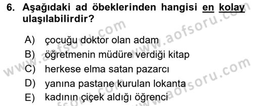 Genel Dilbilim 2 Dersi 2018 - 2019 Yılı 3 Ders Sınav Soruları 6. Soru
