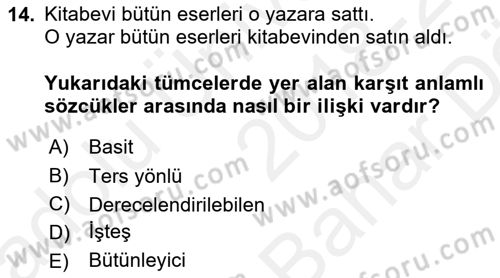 Genel Dilbilim 2 Dersi 2018 - 2019 Yılı (Vize) Ara Sınav Soruları 14. Soru