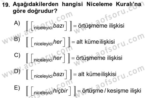 Genel Dilbilim 2 Dersi 2018 - 2019 Yılı (Vize) Ara Sınav Soruları 19. Soru