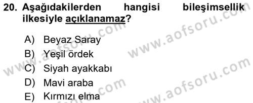 Genel Dilbilim 2 Dersi 2018 - 2019 Yılı (Vize) Ara Sınav Soruları 20. Soru