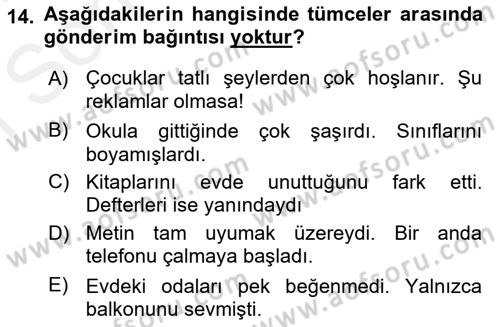 Genel Dilbilim 2 Dersi 2018 - 2019 Yılı (Final) Dönem Sonu Sınav Soruları 14. Soru