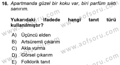 Genel Dilbilim 2 Dersi 2018 - 2019 Yılı (Final) Dönem Sonu Sınav Soruları 16. Soru