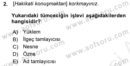 Genel Dilbilim 2 Dersi 2018 - 2019 Yılı (Final) Dönem Sonu Sınav Soruları 2. Soru