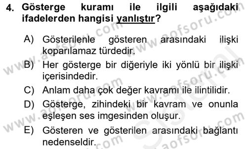 Genel Dilbilim 2 Dersi 2018 - 2019 Yılı (Final) Dönem Sonu Sınav Soruları 4. Soru