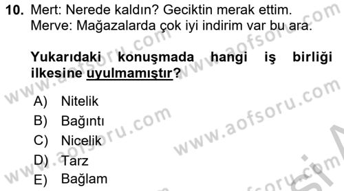 Genel Dilbilim 2 Dersi 2018 - 2019 Yılı Yaz Okulu Sınav Soruları 10. Soru