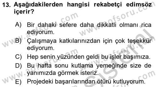 Genel Dilbilim 2 Dersi 2018 - 2019 Yılı Yaz Okulu Sınav Soruları 13. Soru