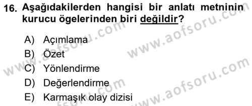 Genel Dilbilim 2 Dersi 2018 - 2019 Yılı Yaz Okulu Sınav Soruları 16. Soru
