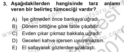Genel Dilbilim 2 Dersi 2018 - 2019 Yılı Yaz Okulu Sınav Soruları 3. Soru