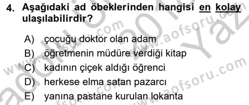 Genel Dilbilim 2 Dersi 2018 - 2019 Yılı Yaz Okulu Sınavı 4. Soru