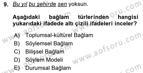 Genel Dilbilim 2 Dersi 2018 - 2019 Yılı Yaz Okulu Sınav Soruları 9. Soru
