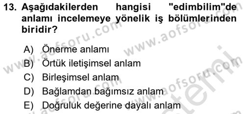 Genel Dilbilim 2 Dersi 2020 - 2021 Yılı Yaz Okulu Sınav Soruları 13. Soru
