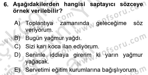Genel Dilbilim 2 Dersi 2020 - 2021 Yılı Yaz Okulu Sınav Soruları 6. Soru