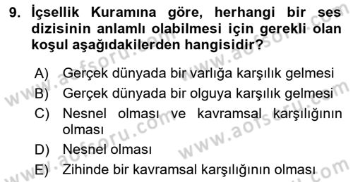 Genel Dilbilim 2 Dersi 2020 - 2021 Yılı Yaz Okulu Sınav Soruları 9. Soru
