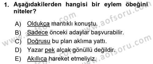 Genel Dilbilim 2 Dersi 2021 - 2022 Yılı (Vize) Ara Sınav Soruları 1. Soru
