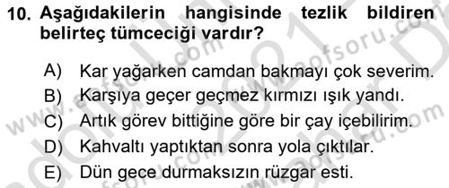 Genel Dilbilim 2 Dersi 2021 - 2022 Yılı (Vize) Ara Sınav Soruları 10. Soru