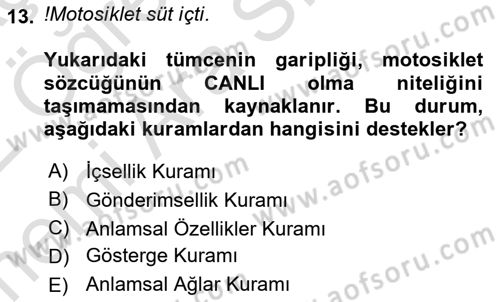 Genel Dilbilim 2 Dersi 2021 - 2022 Yılı (Vize) Ara Sınav Soruları 13. Soru