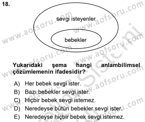 Genel Dilbilim 2 Dersi 2021 - 2022 Yılı (Vize) Ara Sınav Soruları 18. Soru