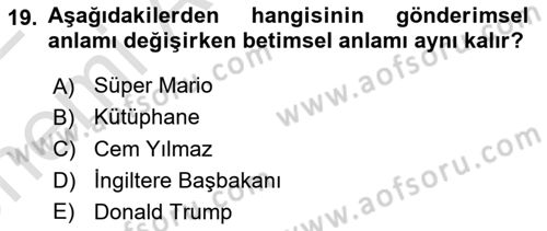 Genel Dilbilim 2 Dersi 2021 - 2022 Yılı (Vize) Ara Sınav Soruları 19. Soru
