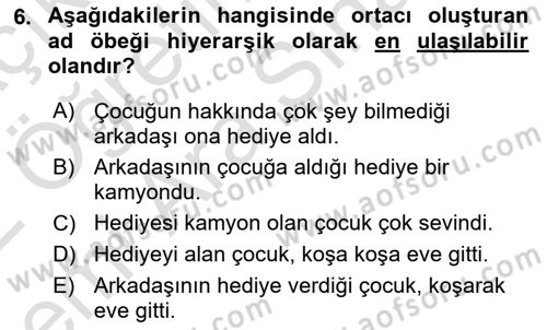 Genel Dilbilim 2 Dersi 2021 - 2022 Yılı (Vize) Ara Sınav Soruları 6. Soru