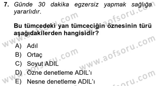 Genel Dilbilim 2 Dersi 2021 - 2022 Yılı (Vize) Ara Sınav Soruları 7. Soru