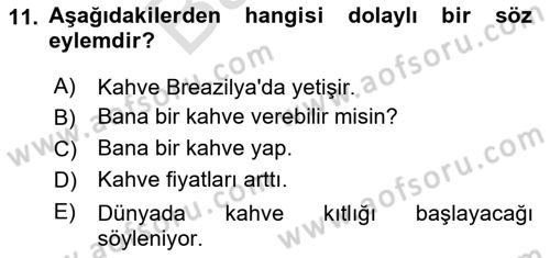 Genel Dilbilim 2 Dersi 2021 - 2022 Yılı (Final) Dönem Sonu Sınav Soruları 11. Soru