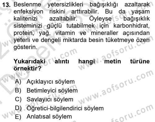 Genel Dilbilim 2 Dersi 2021 - 2022 Yılı (Final) Dönem Sonu Sınavı 13. Soru