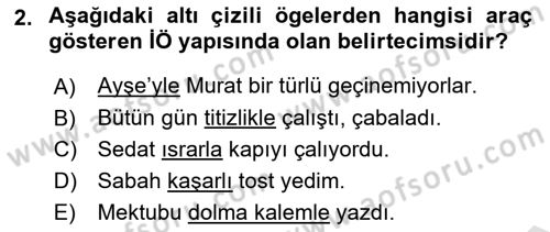 Genel Dilbilim 2 Dersi 2021 - 2022 Yılı (Final) Dönem Sonu Sınavı 2. Soru