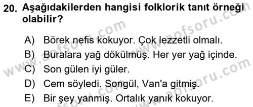 Genel Dilbilim 2 Dersi 2021 - 2022 Yılı (Final) Dönem Sonu Sınav Soruları 20. Soru