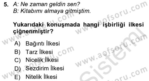 Genel Dilbilim 2 Dersi 2021 - 2022 Yılı (Final) Dönem Sonu Sınav Soruları 5. Soru