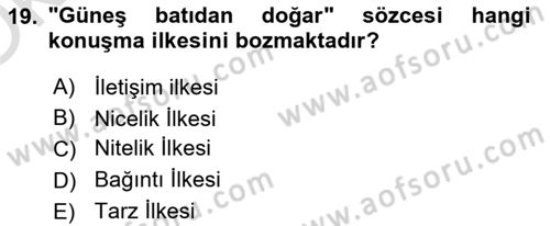 Genel Dilbilim 2 Dersi 2021 - 2022 Yılı Yaz Okulu Sınav Soruları 19. Soru