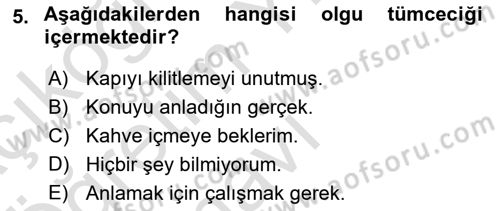 Genel Dilbilim 2 Dersi 2021 - 2022 Yılı Yaz Okulu Sınav Soruları 5. Soru