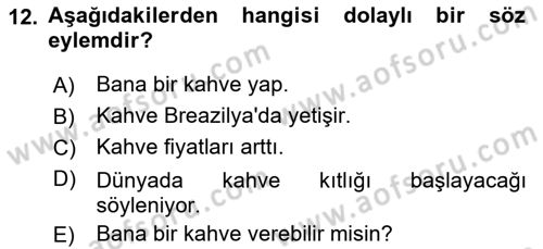 Genel Dilbilim 2 Dersi 2022 - 2023 Yılı Yaz Okulu Sınav Soruları 12. Soru