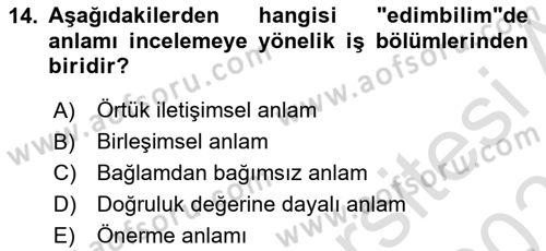 Genel Dilbilim 2 Dersi 2022 - 2023 Yılı Yaz Okulu Sınav Soruları 14. Soru