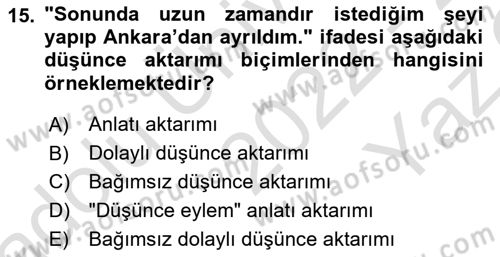 Genel Dilbilim 2 Dersi 2022 - 2023 Yılı Yaz Okulu Sınav Soruları 15. Soru