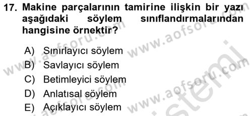 Genel Dilbilim 2 Dersi 2022 - 2023 Yılı Yaz Okulu Sınav Soruları 17. Soru