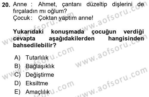 Genel Dilbilim 2 Dersi 2022 - 2023 Yılı Yaz Okulu Sınav Soruları 20. Soru