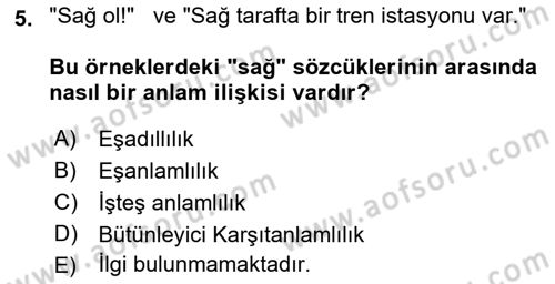 Genel Dilbilim 2 Dersi 2022 - 2023 Yılı Yaz Okulu Sınav Soruları 5. Soru