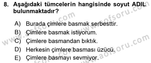 Genel Dilbilim 2 Dersi 2023 - 2024 Yılı (Vize) Ara Sınavı 8. Soru