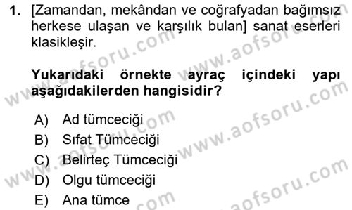 Genel Dilbilim 2 Dersi 2023 - 2024 Yılı (Final) Dönem Sonu Sınav Soruları 1. Soru