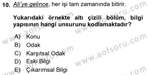 Genel Dilbilim 2 Dersi 2023 - 2024 Yılı (Final) Dönem Sonu Sınav Soruları 10. Soru