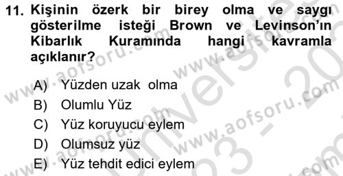Genel Dilbilim 2 Dersi 2023 - 2024 Yılı (Final) Dönem Sonu Sınav Soruları 11. Soru