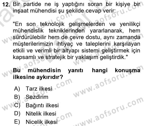 Genel Dilbilim 2 Dersi 2023 - 2024 Yılı (Final) Dönem Sonu Sınav Soruları 12. Soru