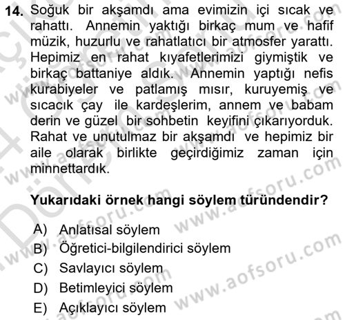 Genel Dilbilim 2 Dersi 2023 - 2024 Yılı (Final) Dönem Sonu Sınav Soruları 14. Soru