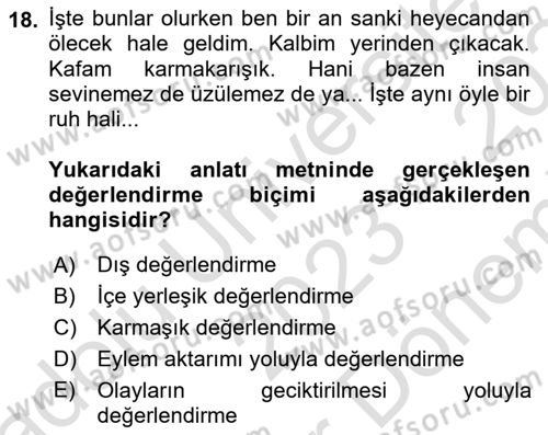 Genel Dilbilim 2 Dersi 2023 - 2024 Yılı (Final) Dönem Sonu Sınav Soruları 18. Soru