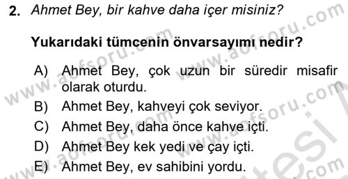 Genel Dilbilim 2 Dersi 2023 - 2024 Yılı (Final) Dönem Sonu Sınav Soruları 2. Soru